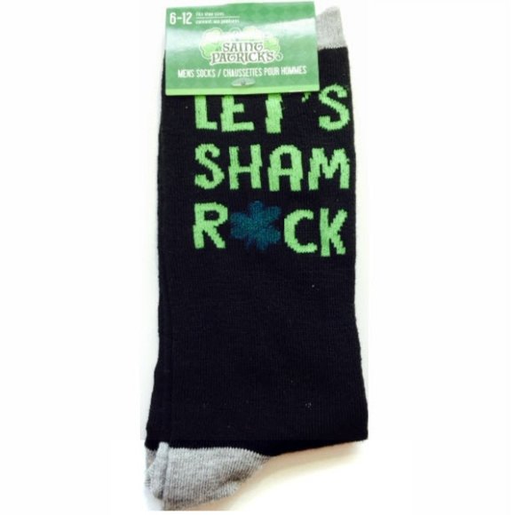 *3/$15 Mens LET'S SHAM ROCK Lucky St. Paddys Day Socks - Picture 1 of 4
